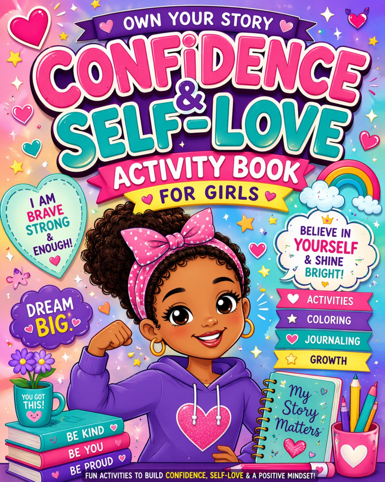 Confidence and Self-Love Activity Book for Girls cover